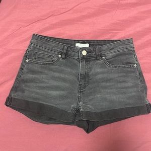 Black denim shorts